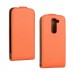 LG G3 mini - Genuine Leather Up Down Flip Protective Phone Cover Case - Orange